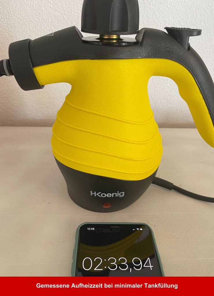 H.Koenig NV60 Handdampfreiniger Aufheizzeit bei minimaler Tankfüllung