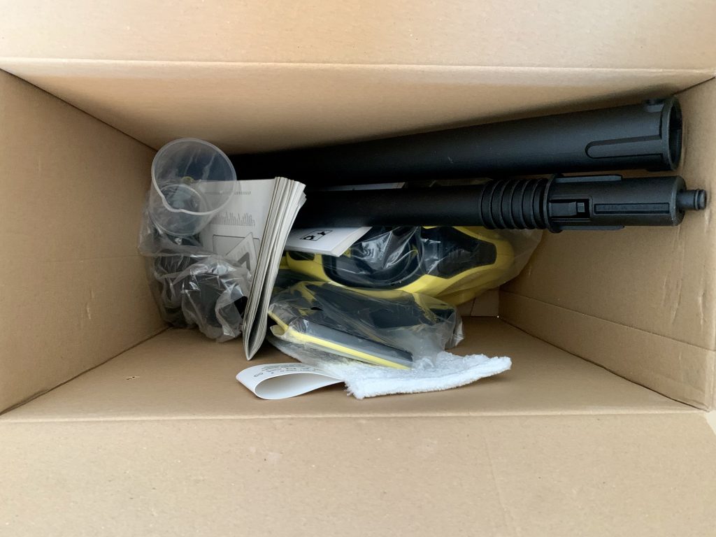 Kärcher Dampfreiniger SC 1 EasyFix Handdampfreiniger Geöffnete Verpackung von vorne
