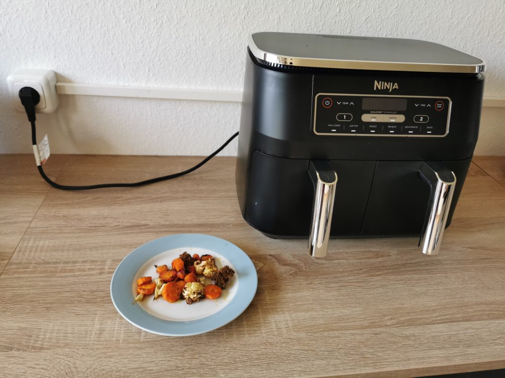 Ninja Foodie Dual Heißluftfritteuse Gemüse gegart
