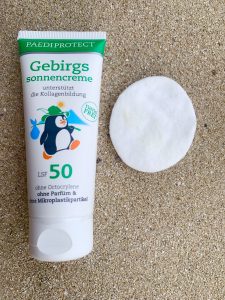 PAEDIPROTECT Gebirgssonnencreme Wattepad-Test