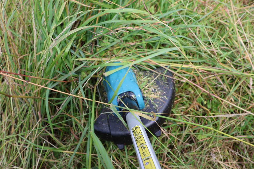 Makita DUR181RF Akku-Rasentrimmer im Einsatz 2