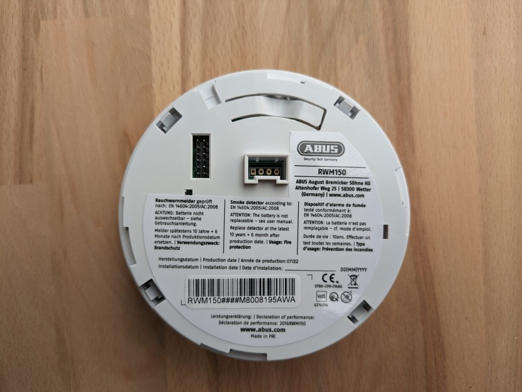 Abus RWM 150 Rauchmelder von hinten