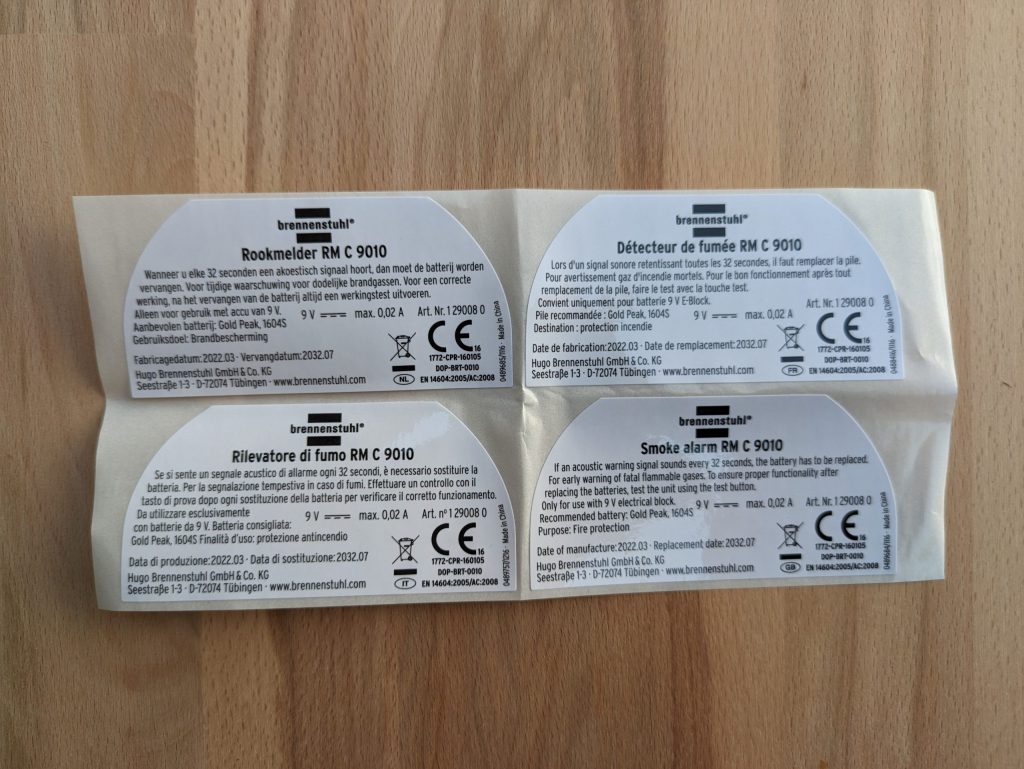 Aufkleber des Brennenstuhl RM C 9010 Rauchmelders