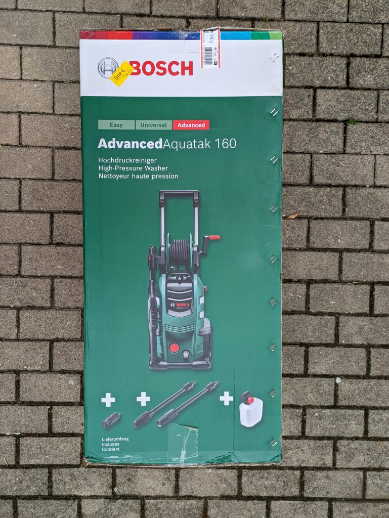 Bosch AdvancedAquatak 160 Hochdruckreiniger Verpackung rechts