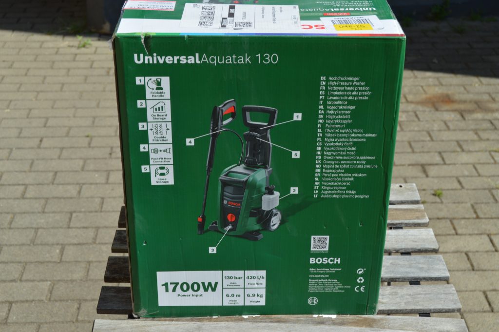 Bosch Aquatak 130 Hochdruckreiniger Verpackung von rechts