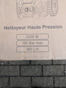Eziclean® Hydroforce 165 Hochdruckreiniger Technische Details auf der Verpackung