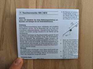 Faltzettel des Brennenstuhl RM C 9010 Rauchmelders