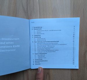 Geöffnetes Inhaltsverzeichnis des Ei Electronics Ei650 RF Rauchmelders
