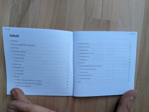 Geöffnetes Inhaltsverzeichnis des Hekatron Genius Plus Rauchmelders