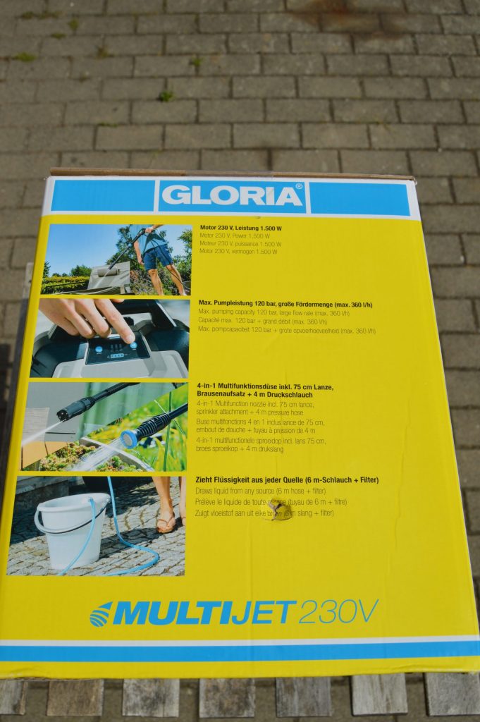 Gloria MultiJet 230V Hochdruckreiniger Verpackung linke Seite