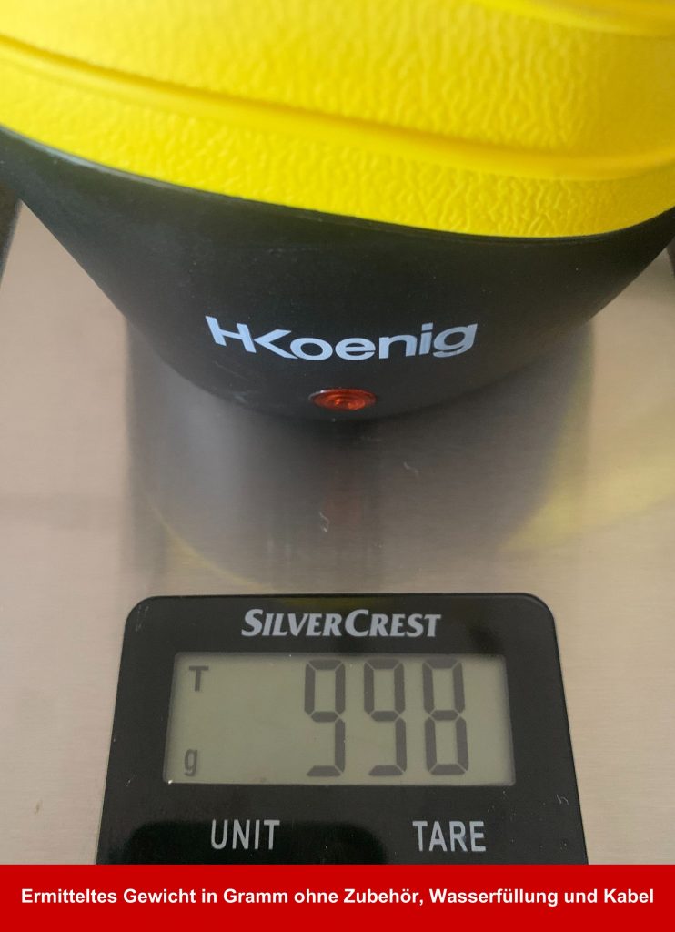 H.Koenig NV60 Handdampfreiniger Gewicht in Gramm