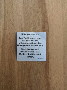 Inforamtionszettel des Kiddie Q2 Rauchmelders