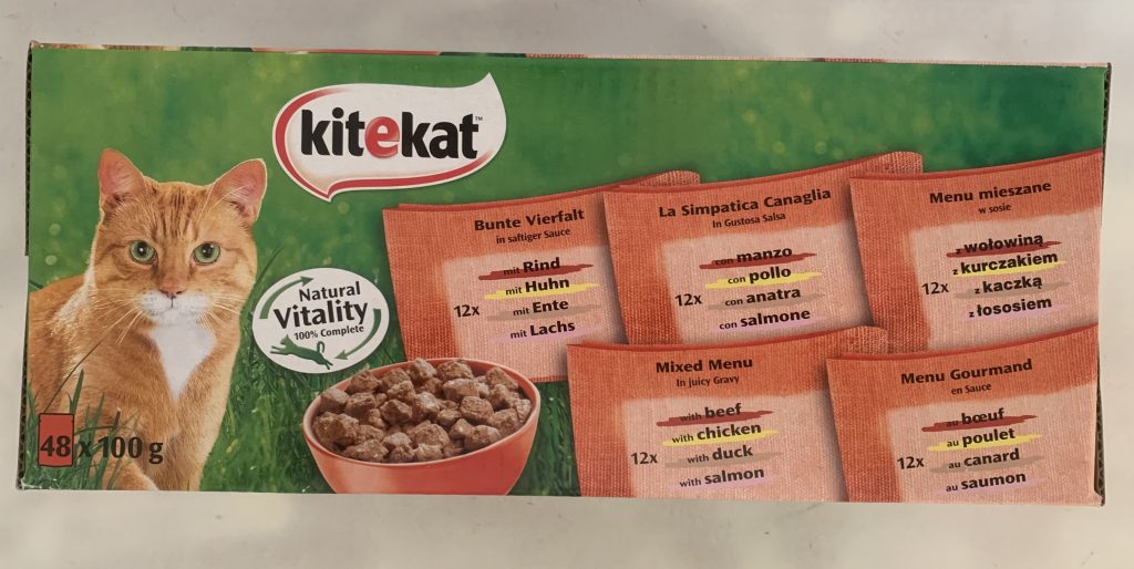 Kitekat Bunte Vierfalt in Sauce Katzenfutter Karton von oben