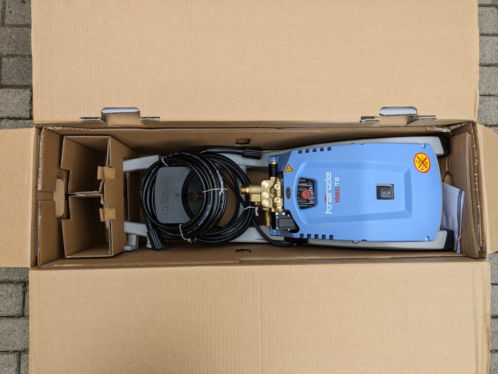 Kränzle K 1050 TS Hochdruckreiniger Verpackung geöffnet und Beilagekarton
