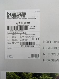 Kränzle K 1050 TS Hochdruckreiniger Verpackung technische Eigenschaften