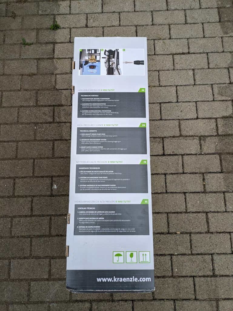 Kränzle K 1050 TS Hochdruckreiniger Verpackung von der linken Seite
