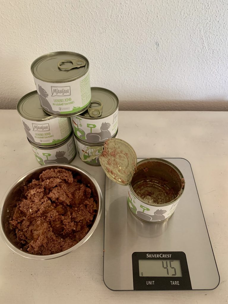 MjAMjAM Mixpaket 3 Katzenfutter –Gewicht der Dose ohne Inhalt