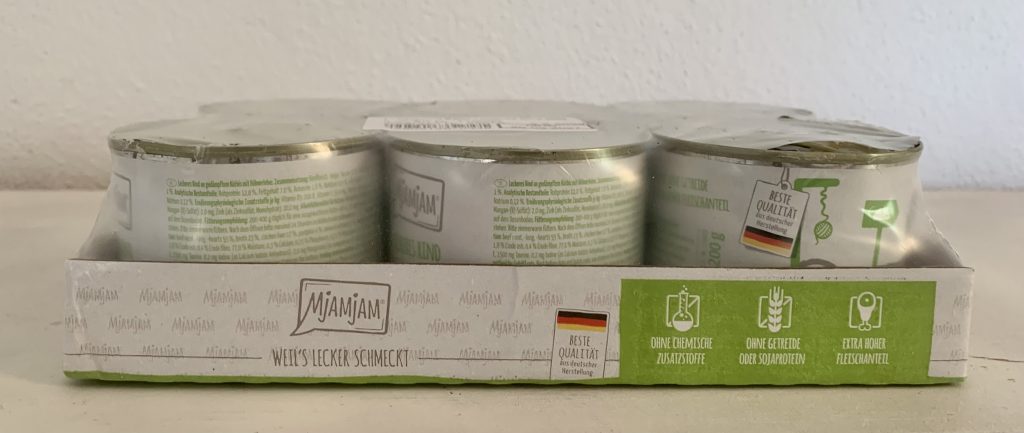 MjAMjAM Mixpaket 3 Katzenfutter Verpackung von der Seite