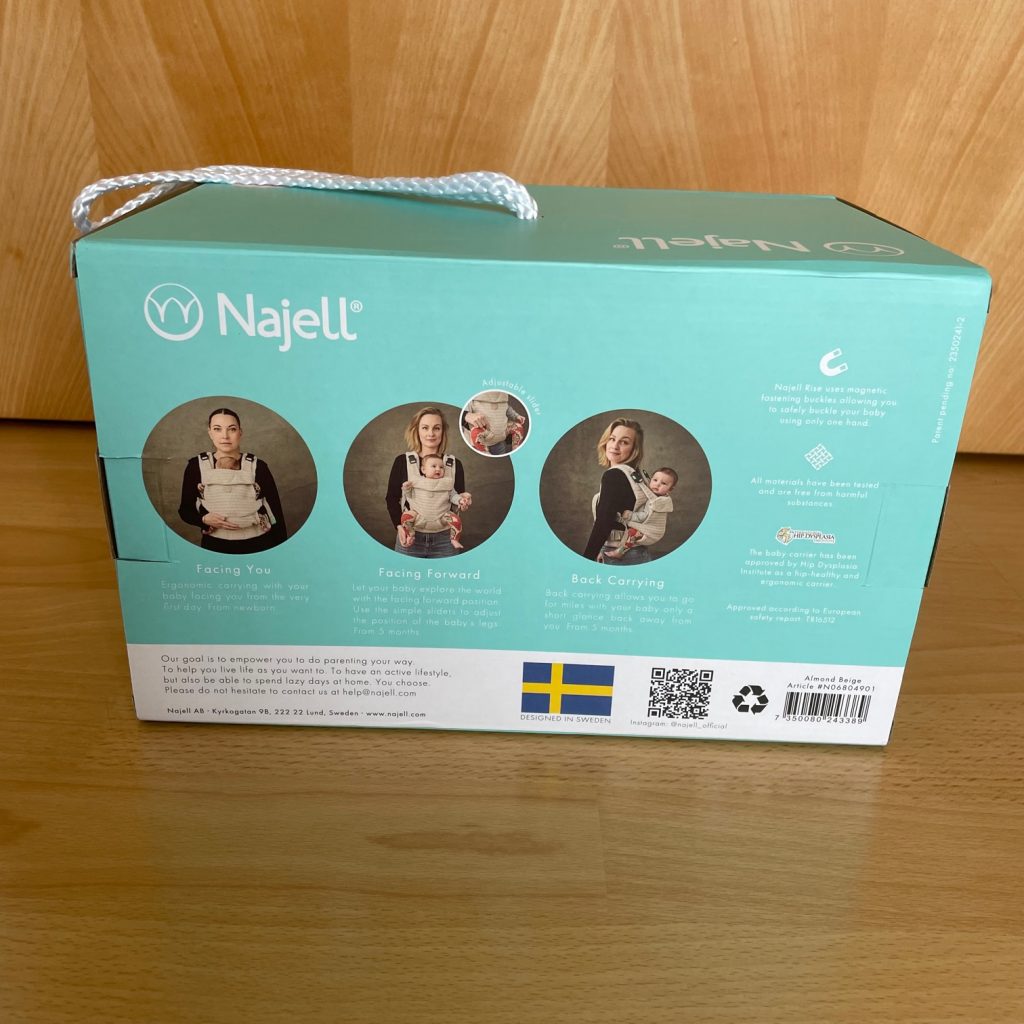 Najell Rise Babytrage Verpackung hinten