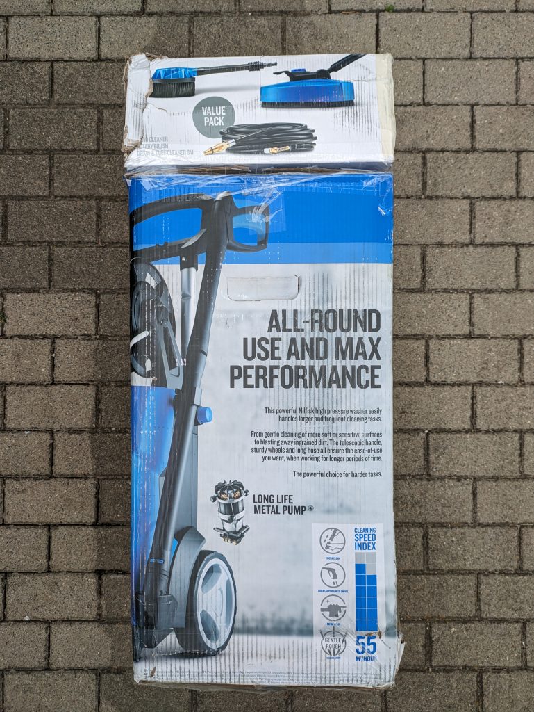 Nilfisk E 145.4-9 X-TRA PAD Hochdruckreiniger Verpackung von links