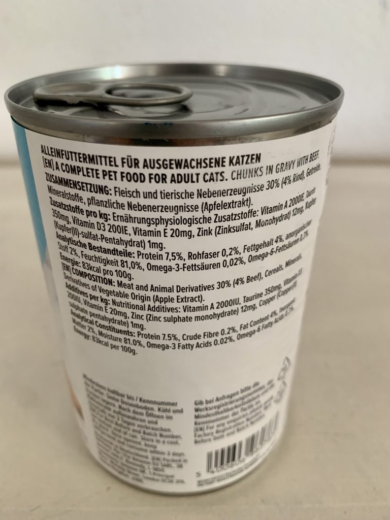 Our Essentials by Amazon mit Rind in Sauce Katzenfutter Dose von hinten 1
