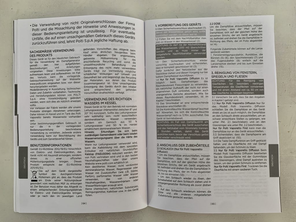 POLTI FIRST PGEU0011 Handdampfreiniger Bedienungsanleitung