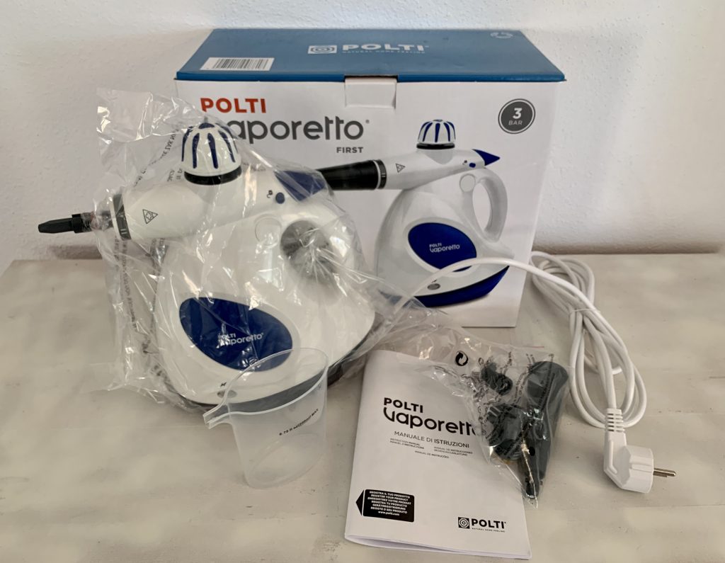 POLTI FIRST PGEU0011 Handdampfreiniger ausgepackt mit Zubehör in Folie