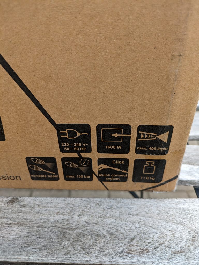 Scheppach HCE 1650 Hochdruckreiniger Verpackung technische Details