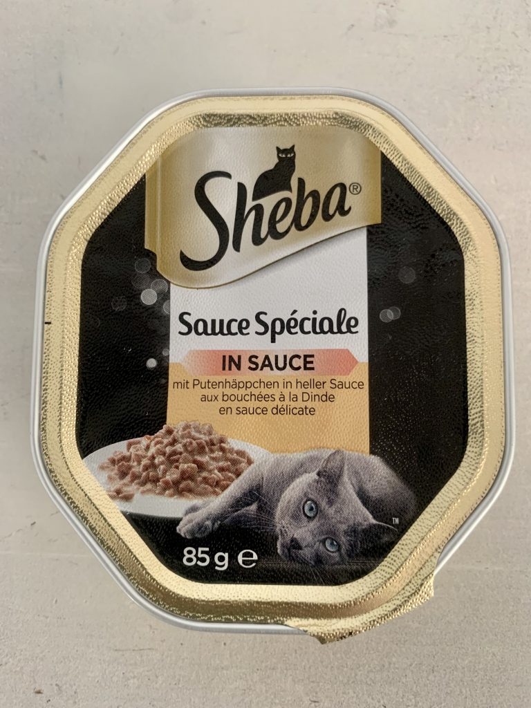 Sheba Sauce Spéciale Putenhäppchen in heller Sauce Katzenfutter Verpackung von vorne