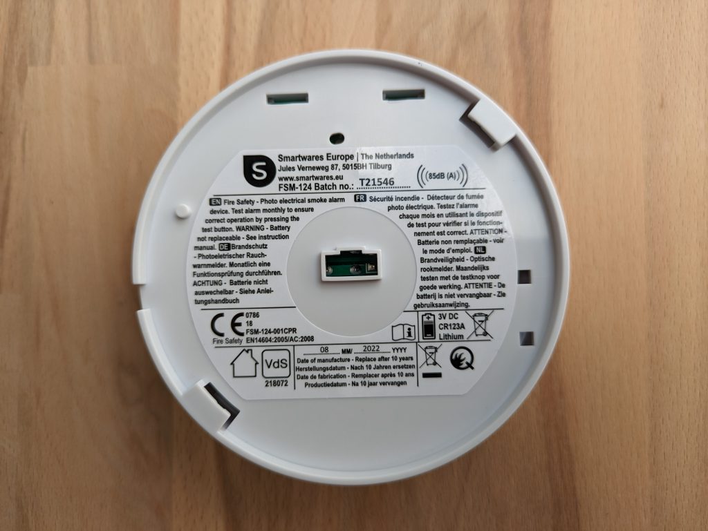 Smartware FSM 124 Rauchmelder von hinten