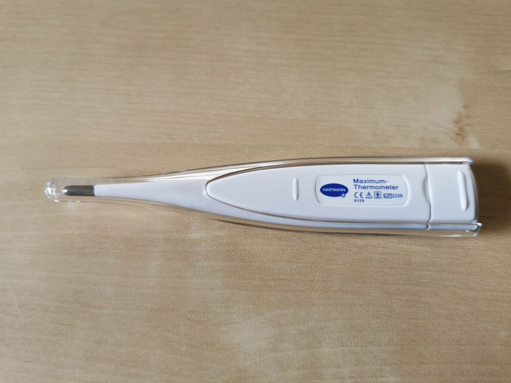 Thermoval rapid Fieberthermometer Rückansicht Schutzhülle