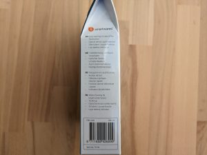 Verpackung des Smartware FSM 124 Rauchmelder von links