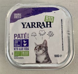 Yarrah Paté mit Huhn, Truthahn und Aloe Vera Bio-Katzenfutter Schale von oben