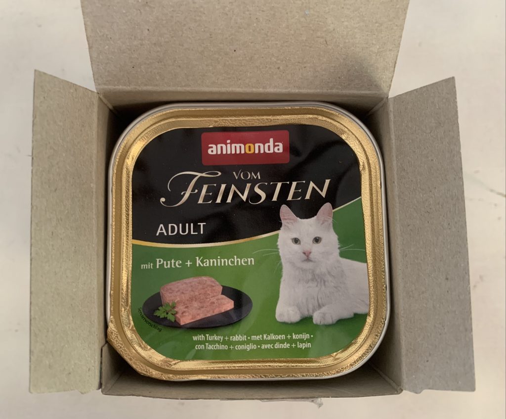 animonda Vom Feinsten Adult Feinschmecker Vielfalt mit Geflügel Katzenfutter geöffneter Karton