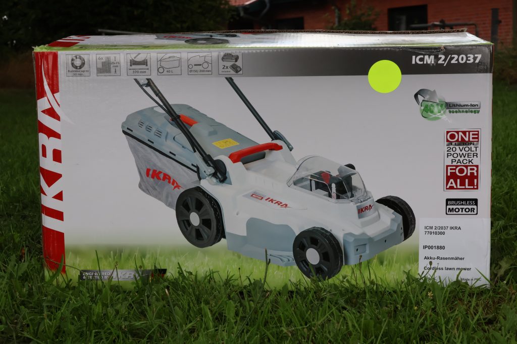 01 Ikra ICM 2-2037 Akku-Rasenmäher Karton