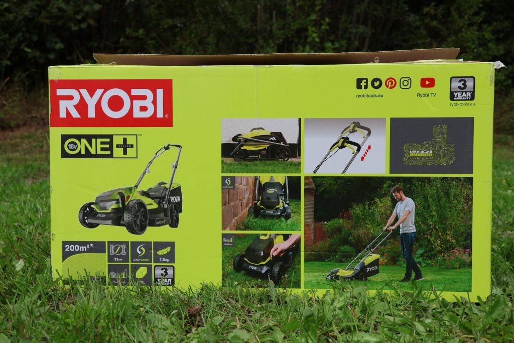 01 Ryobi Akku-Rasenmäher Karton
