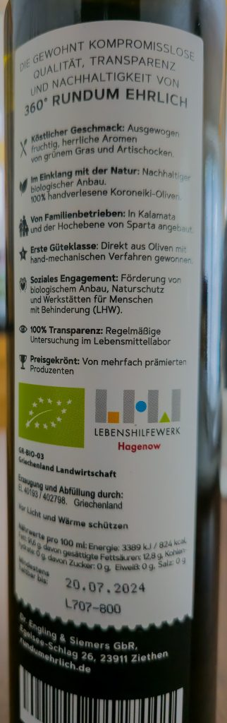 360° rundum ehrlich Premium Bio Olivenöl kaltgepresst Infos