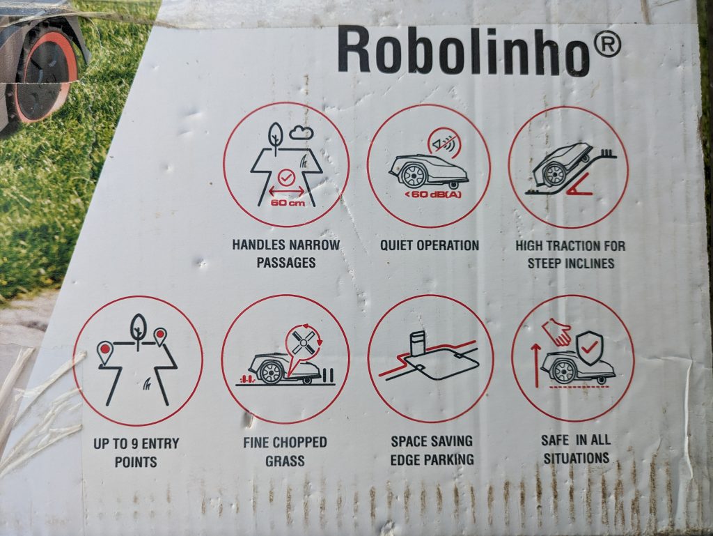 AL-KO Robolinho® 550W Mähroboter Verpackung von der rechten Seite, Detailansicht