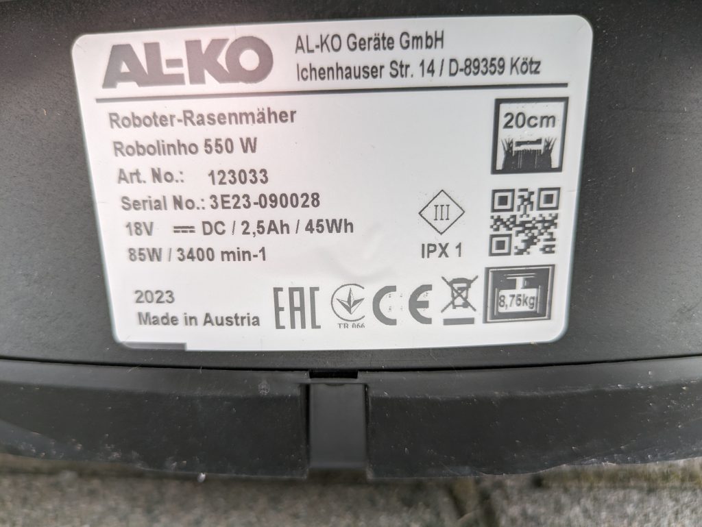 AL-KO Robolinho® 550W Mähroboter technische Details