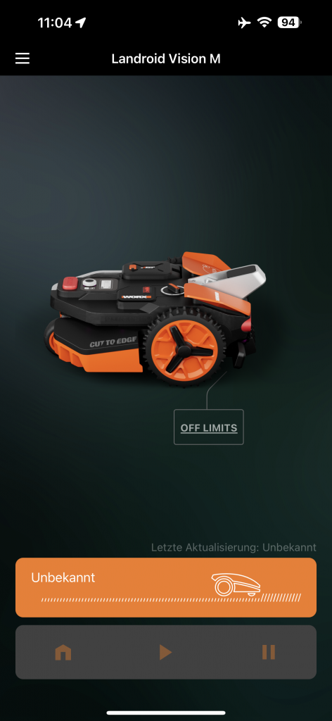 App des Worx Vision M600 Mähroboters