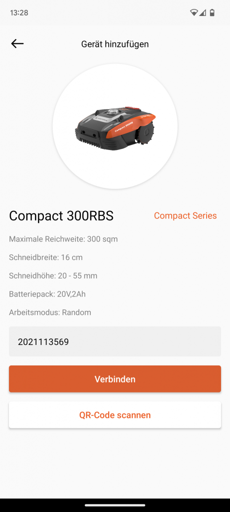 App des YARDFORCE COMPACT 300RBS Mähroboters Hauptmenü