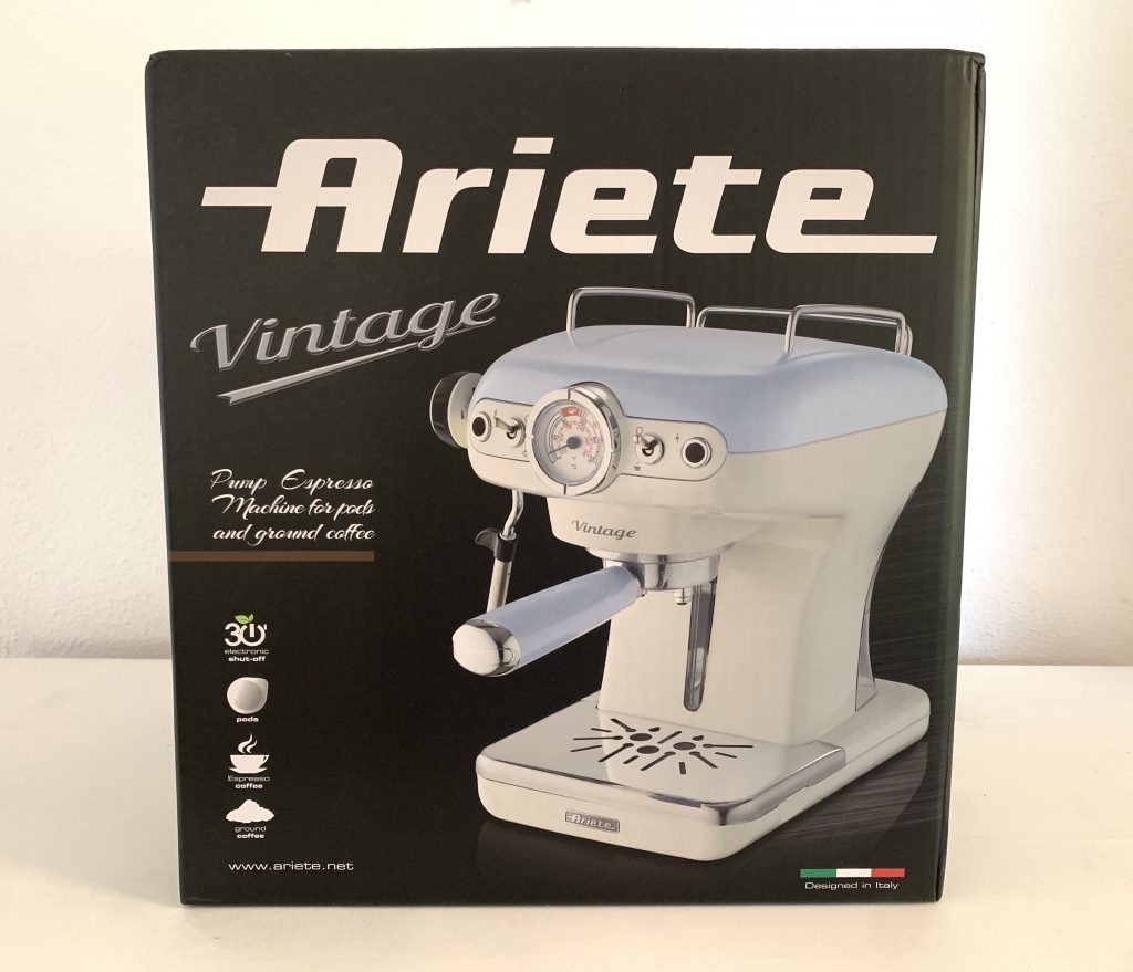 Ariete Vintage 1389 Kaffeepadmaschine Karton von vorne