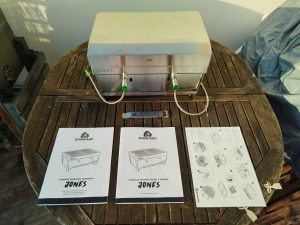 BURNHARD Jones Camping-Gasgrill zusammengebaut mit Bedienungsanleitungen