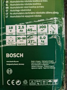 Bosch Home and Garden Indego XS 300 Mähroboter Verpackung Rückseite dritte Nahansicht