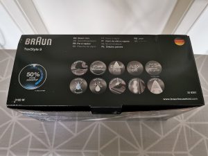 Braun TexStyle 9 Dampfbügeleisen Verpackung oben