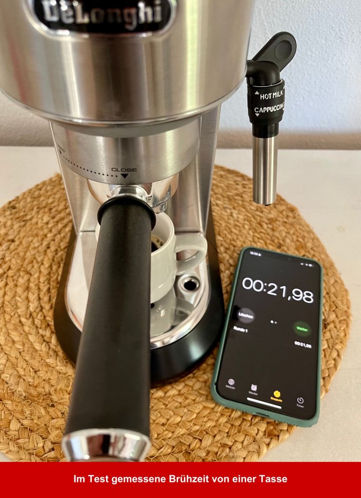 De'Longhi Dedica Style EC 685.M Kaffeepadmaschine Zubereitungszeit von einer Tasse