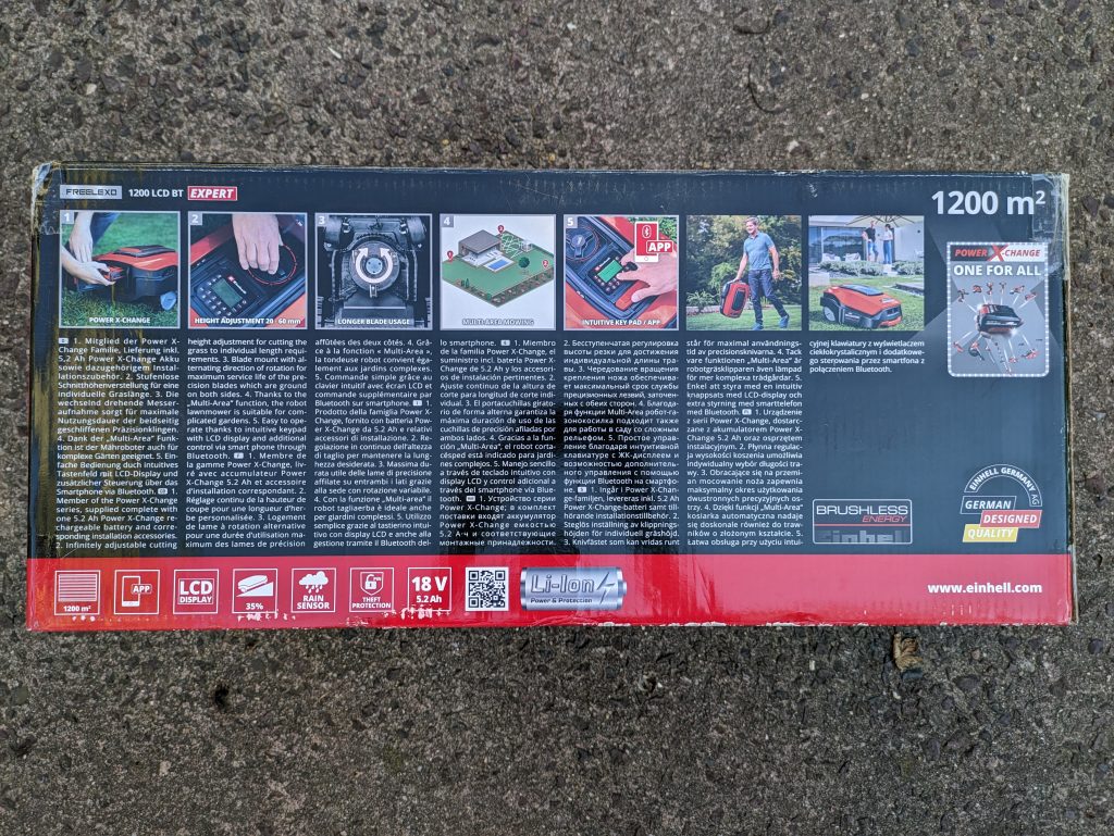 Einhell FREELEXO 1200 LCD BT Mähroboter Verpackung Rückseite