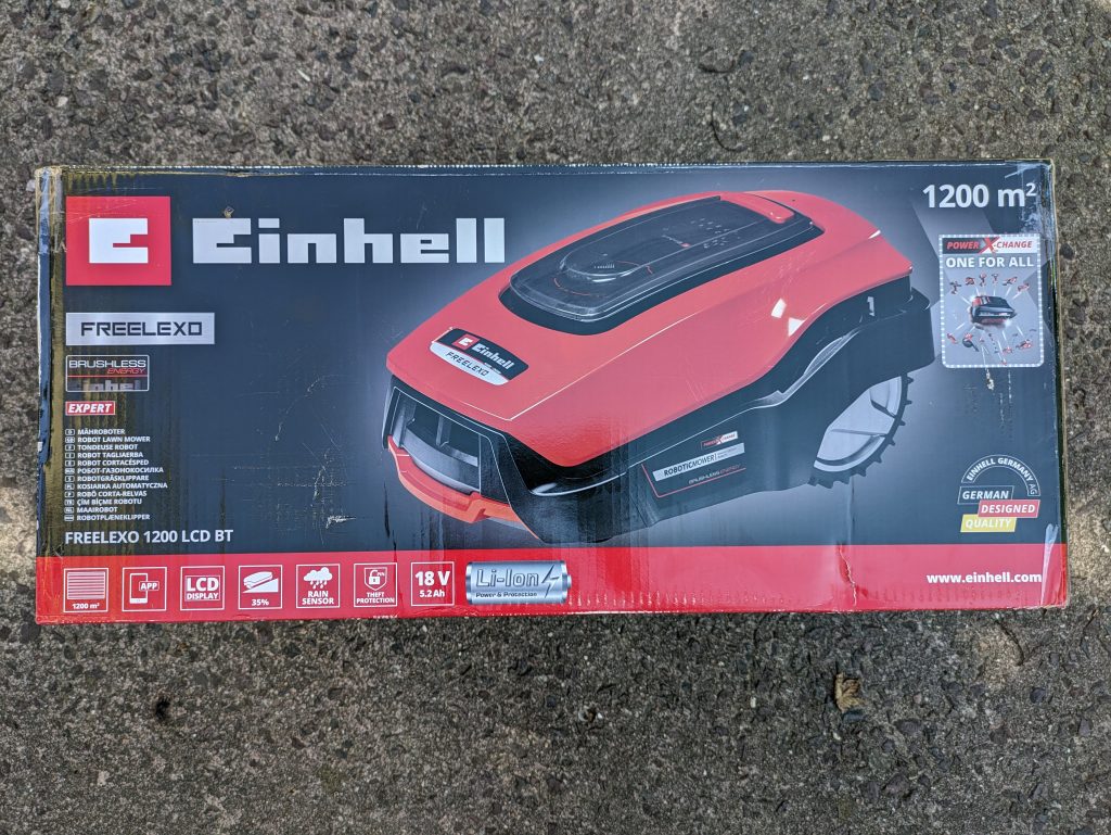 Einhell FREELEXO 1200 LCD BT Mähroboter Verpackung frontal
