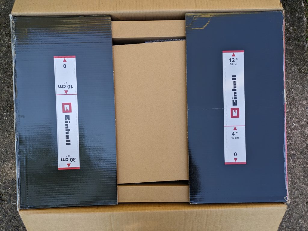 Einhell FREELEXO 1200 LCD BT Mähroboter Verpackung teilgeöffnet