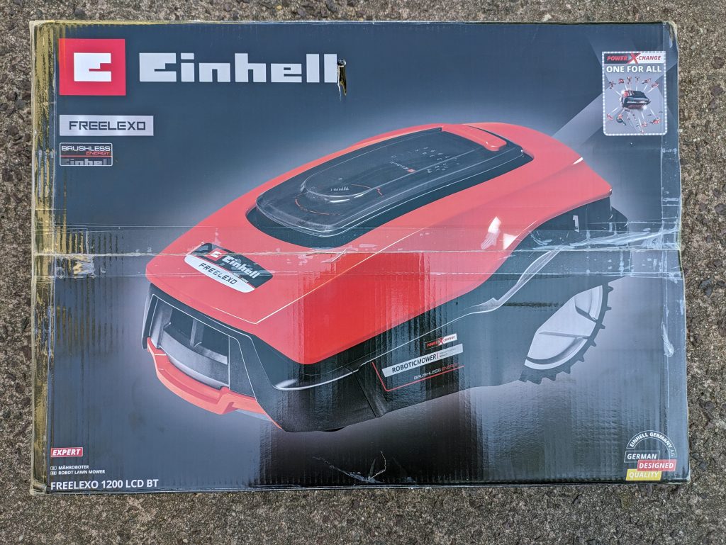 Einhell FREELEXO 1200 LCD BT Mähroboter Verpackung von oben